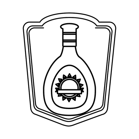 line whiskey liquor bottle beverage emblemのイラスト素材