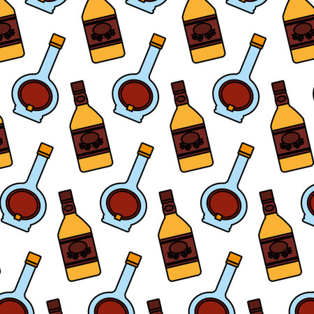 colorful blanco tequila and cocktail bottle backgroundのイラスト素材