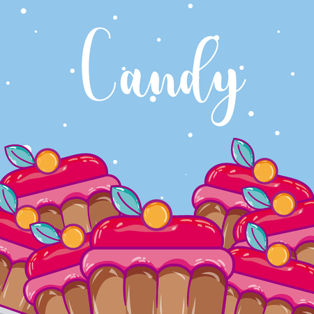 Delicious cupcakes desserts cartoon vector illustration graphic designのイラスト素材