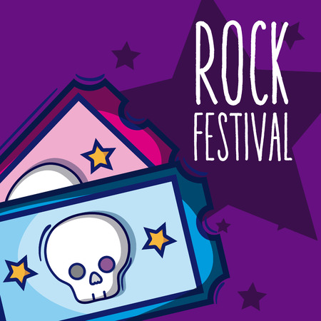 Rock festival tickets cartoon vector illustration graphic designのイラスト素材