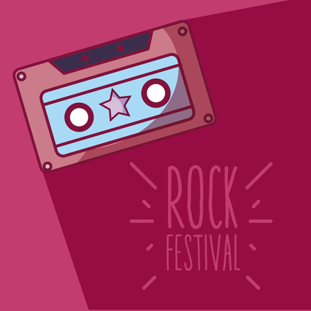 Music cassette rock festival cartoon vector illustration graphic designのイラスト素材