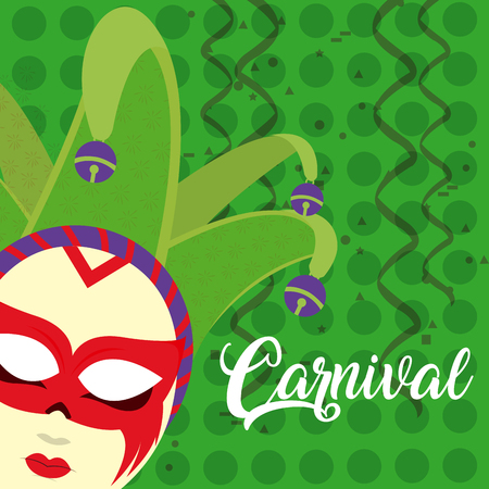 Carnival with mask and confeti vector illustration graphic designのイラスト素材