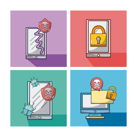Set of security system icons collection vector illustration graphic designのイラスト素材