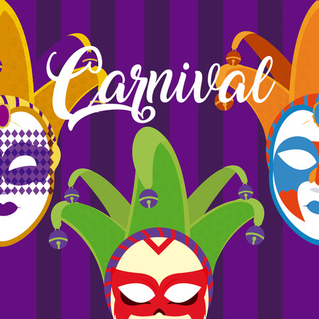 Carnival with mask and confeti vector illustration graphic designのイラスト素材