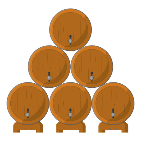 color wood barrels liquor beverage alcohol vector illustrationのイラスト素材