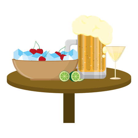 color beer and cocktail glass with ice cubes vector illustrationのイラスト素材