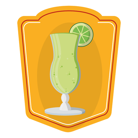 color cocktail glass beverage with lemon emblemのイラスト素材