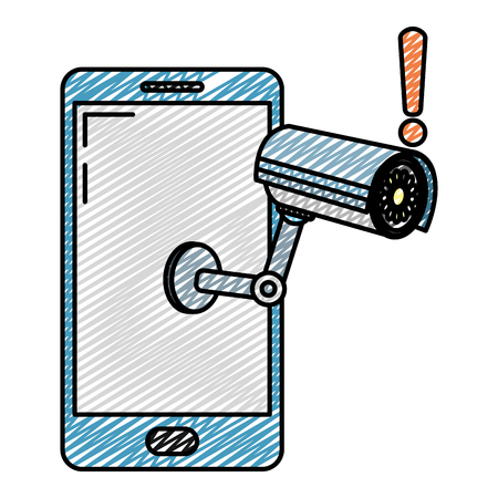 doodle electronic smartphone technology with video camera vector illustrationのイラスト素材