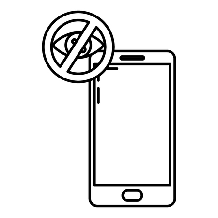 line smartphone technology and eye forbidden signのイラスト素材