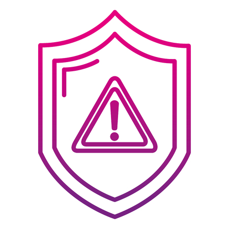 degraded line warning symbol inside security shield protectionのイラスト素材