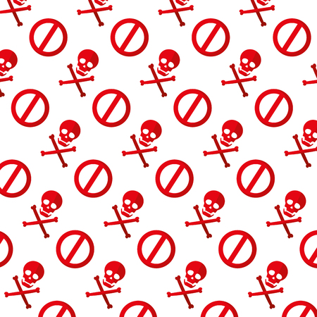 danger skull symbol and forbidden sign backgroundのイラスト素材