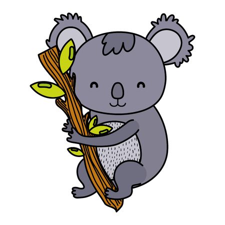 color cute koala wild animal in the branch leavesのイラスト素材