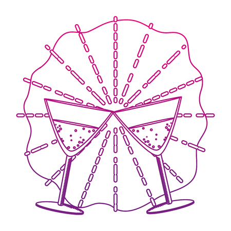 degraded line champagne glass liquor alcohol beverageのイラスト素材