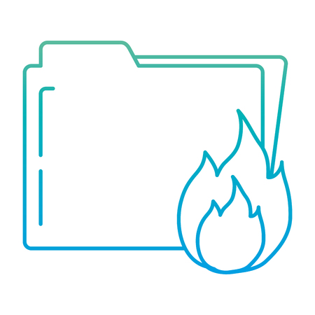 degraded line folder file with caution hot fireのイラスト素材