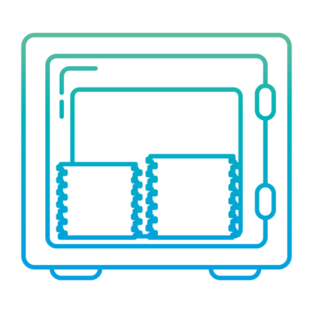 degraded line open strong box with dollar billsのイラスト素材