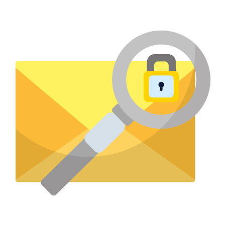 e-mail message with magnifying glass and padlock vector illustrationのイラスト素材