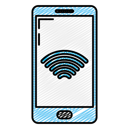 doodle smartphone technology with wifi data deviceのイラスト素材
