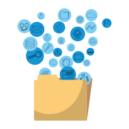 folder file data with computer icons vector illustrationのイラスト素材