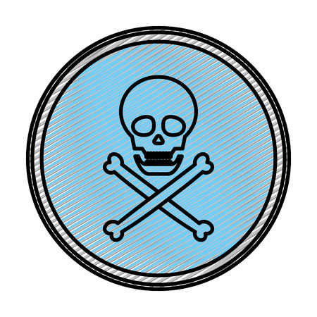 doodle danger skull warning symbol emblem vector illustrationのイラスト素材