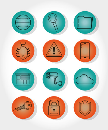 Cyber security iconsのイラスト素材