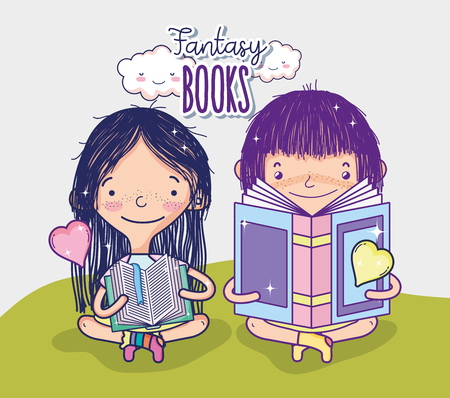 Girls with booksのイラスト素材