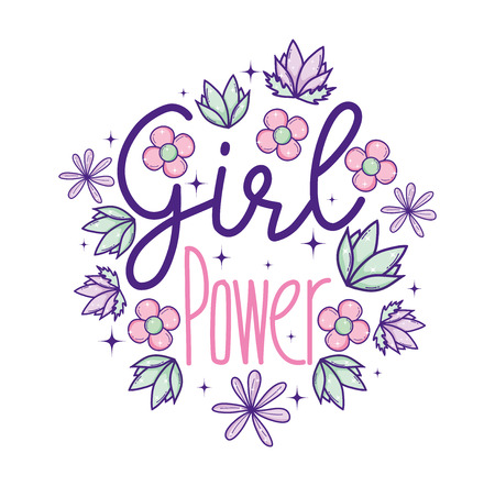 Girl power cute cartoonsのイラスト素材