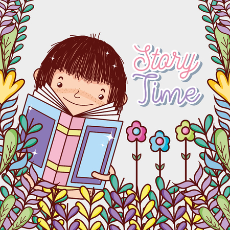 Cute girl with booksのイラスト素材