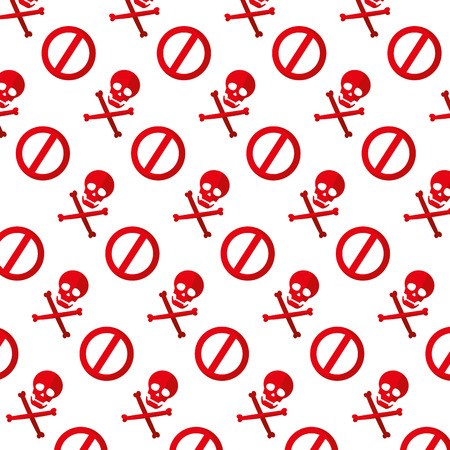 danger skull symbol and forbidden sign background vector illustrationのイラスト素材