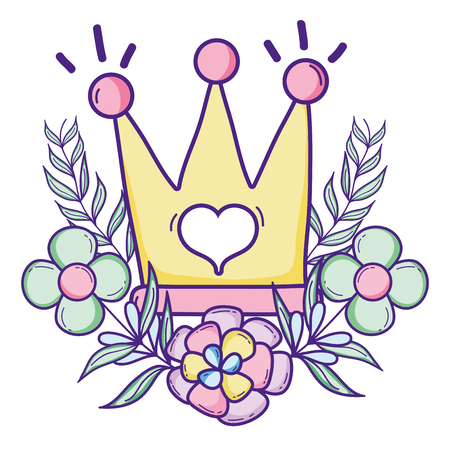 crown object with branches leaves and flowers vector illustrationのイラスト素材