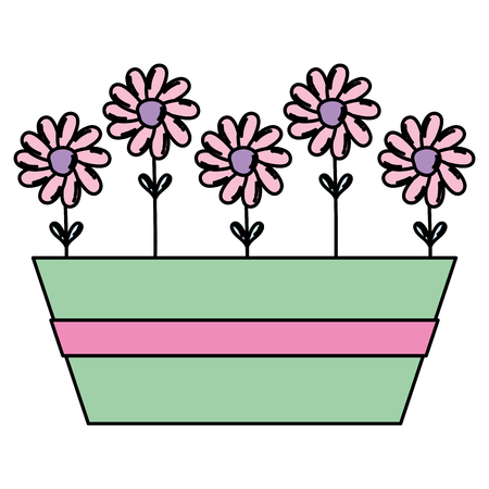 color natural flowers exotic inside plantpot style vector illustrationのイラスト素材