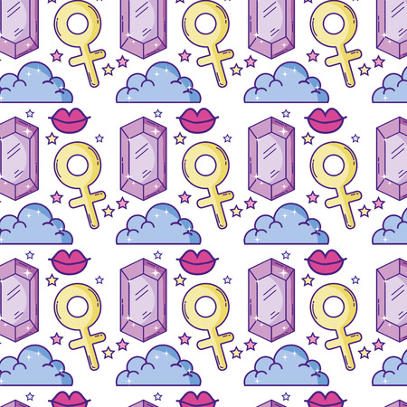 luxury gem and woman sign with cloud background vector illustrationのイラスト素材