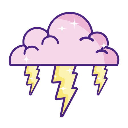 cloud with thunders electric storm weather vector illustration
