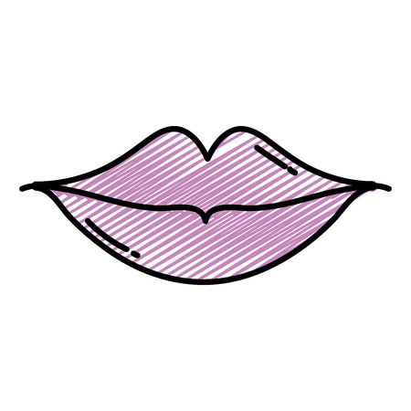 color female beauty mouth with lips makeup vector illustrationのイラスト素材