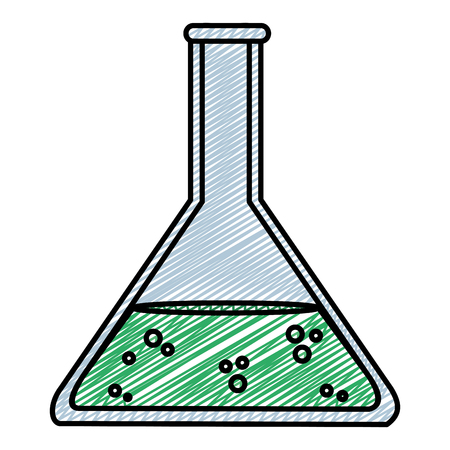 doodle lab flask chemical science experiment vector illustrationのイラスト素材