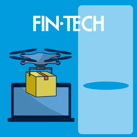 Delivery drone with laptop and box vector illustration graphic designのイラスト素材