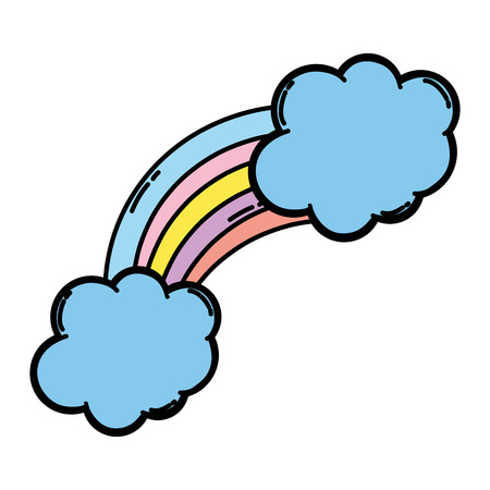color nature bright rainbow with fluffy clouds vector illustrationのイラスト素材