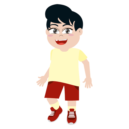 boy child with hairstyle and sport clothes vector illustrationのイラスト素材
