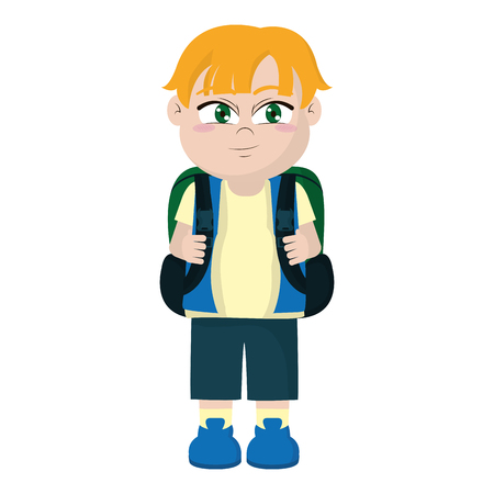 nice boy child with backpack and clothes vector illustrationのイラスト素材