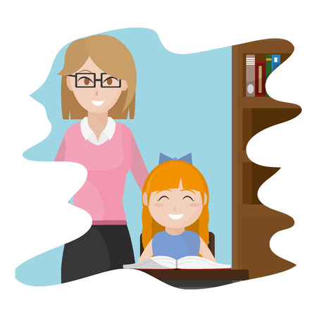 treacher explaning student classroom activities vector illustrationのイラスト素材