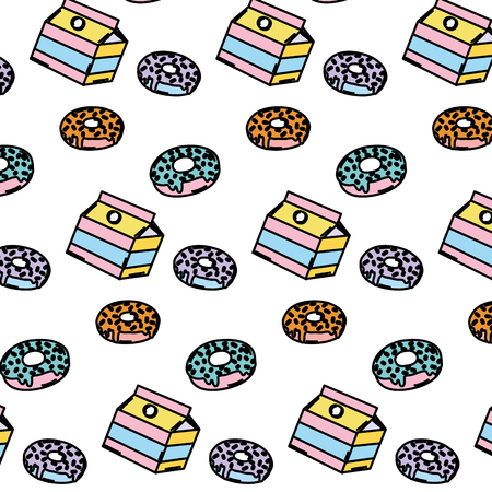 color delicious donuts and fashion box background vector illustrationのイラスト素材