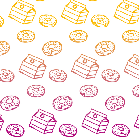 degraded line delicious donuts and fashion box background vector illustrationのイラスト素材
