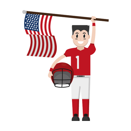 football player with helmet and usa flag vector illustrationのイラスト素材