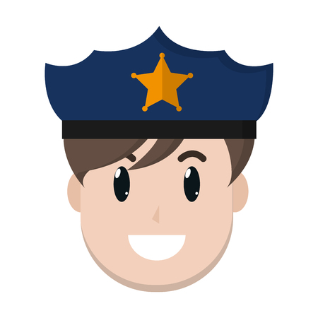 happy policeman head with hat and hairstyle vector illustrationのイラスト素材