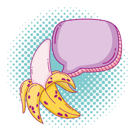 banana pop art fruit with chat bubble vector illustrationのイラスト素材