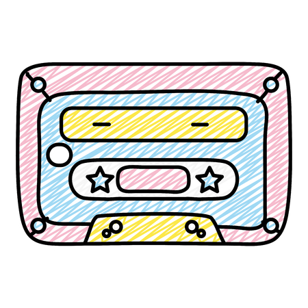 doodle olde cassette stereo tape audio vector illustrationのイラスト素材