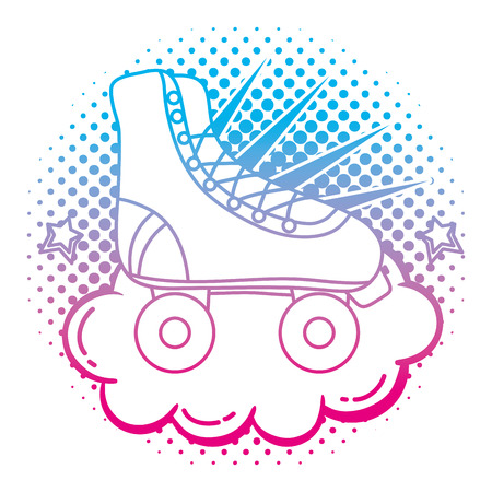 degraded line roller skate style with cloud and stars vector illustrationのイラスト素材