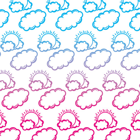 degraded line nice sun weather and clouds background vector illustrationのイラスト素材