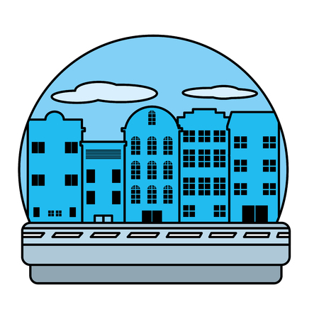 color architecture building modern urban city vector illustrationのイラスト素材