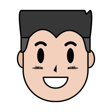 color happy man head with hairstyle design vector illustrationのイラスト素材