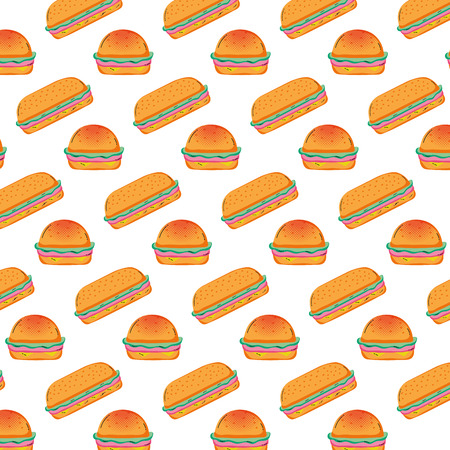 delicious unhealthy hamburger food background vector illustrationのイラスト素材